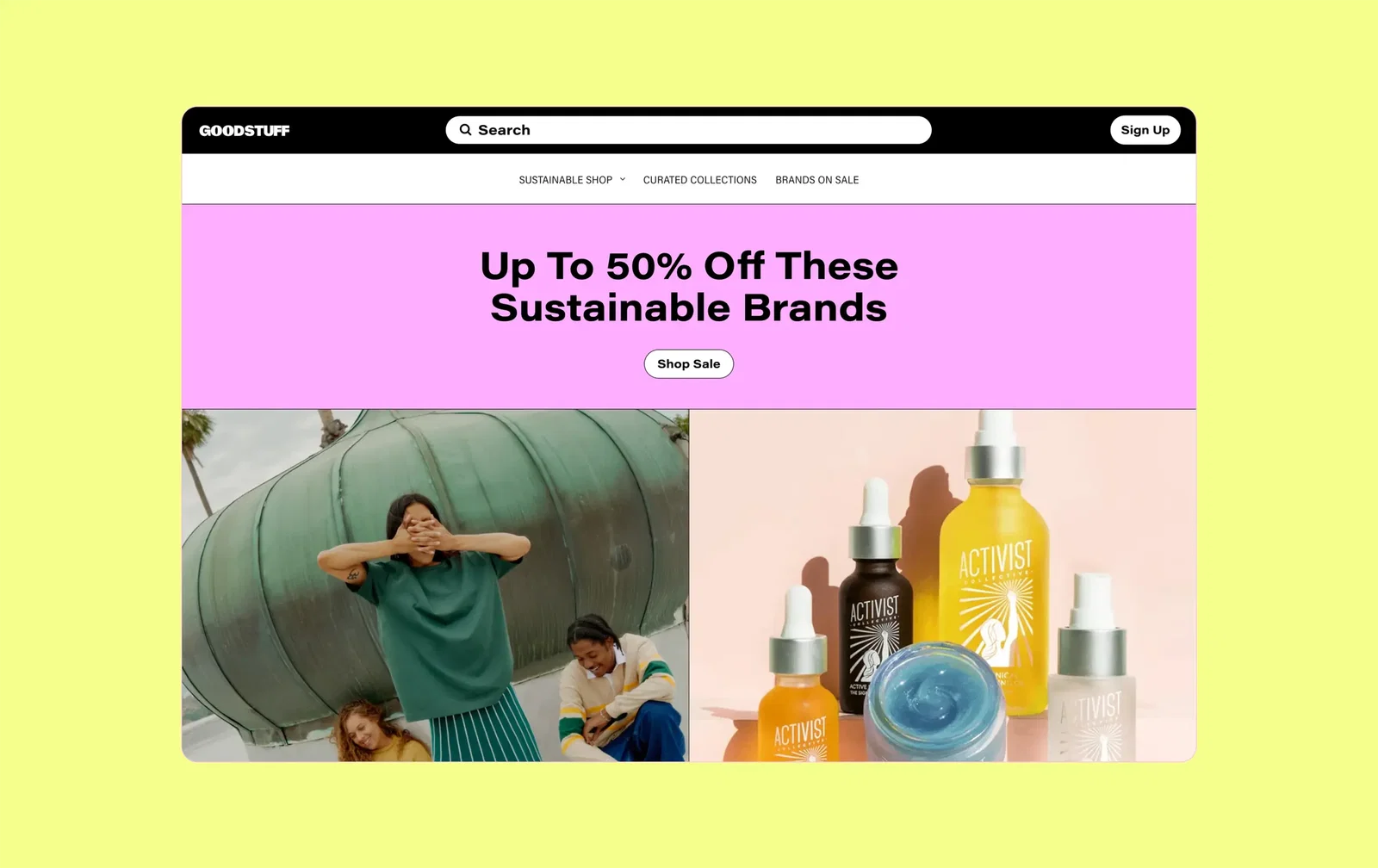 Goodstuff Homepage Top Section